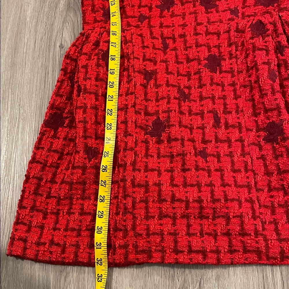 Fanm Mon Boucle Tweed Samantha Dress in Cherry Red Embroidered Medium - Picture 10 of 11